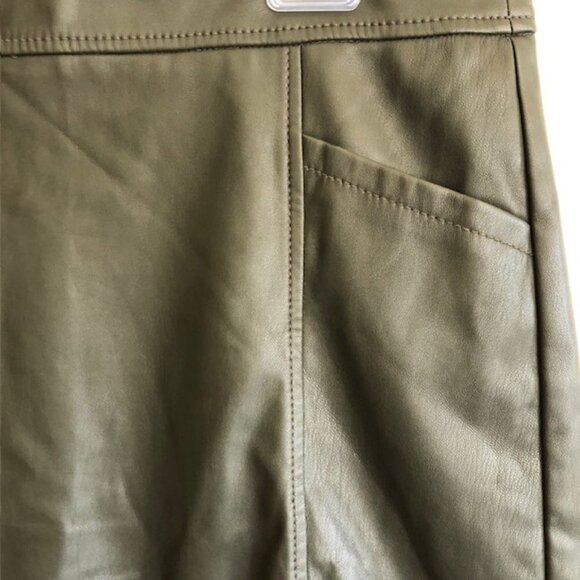 LOFT Faux Leather Olive Green Mini Shift Pocket Skirt 10 - Picture 11 of 17